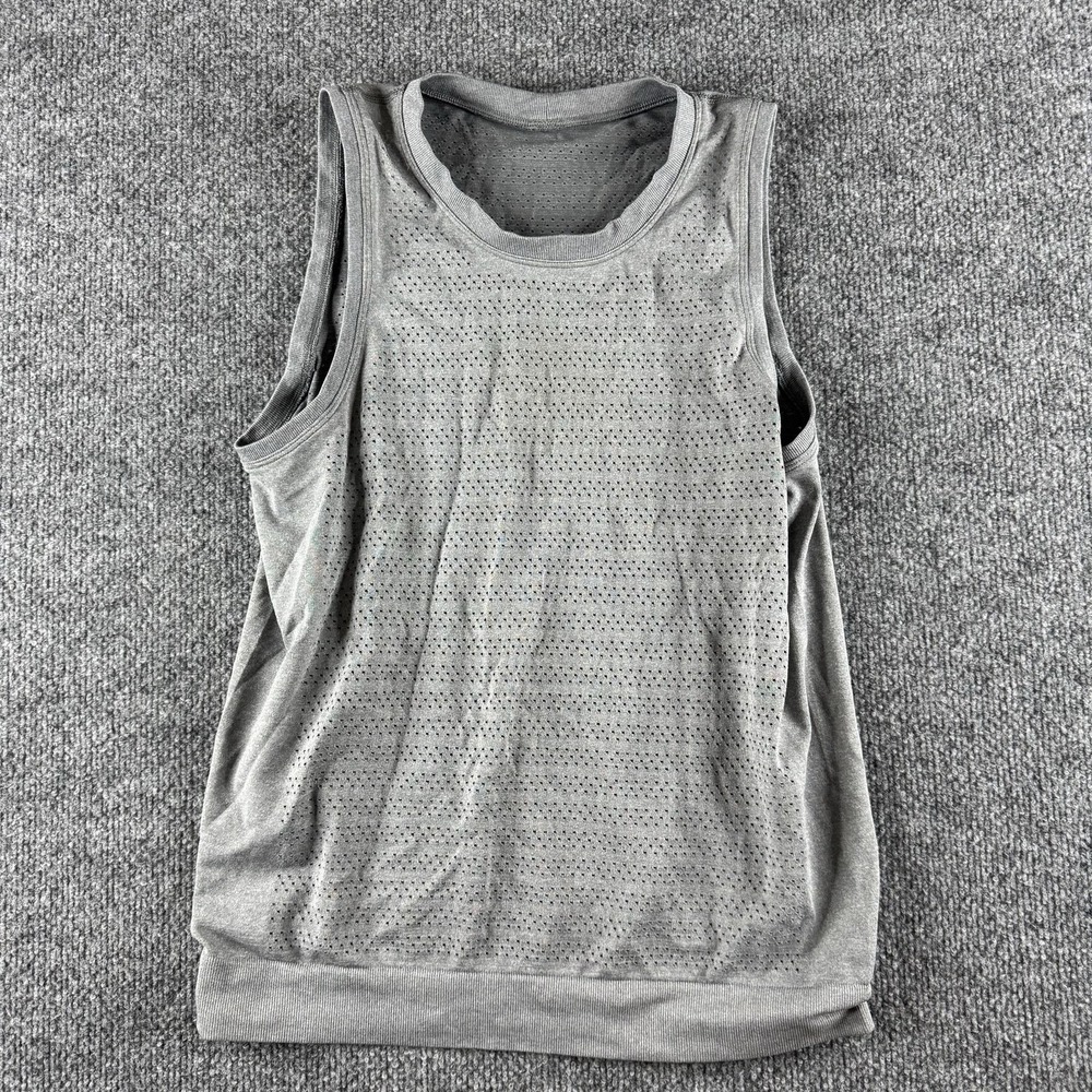 Lululemon Tank Top Womens 6?‎ Gray Mesh Sleeveless Running Training Gym Athletic